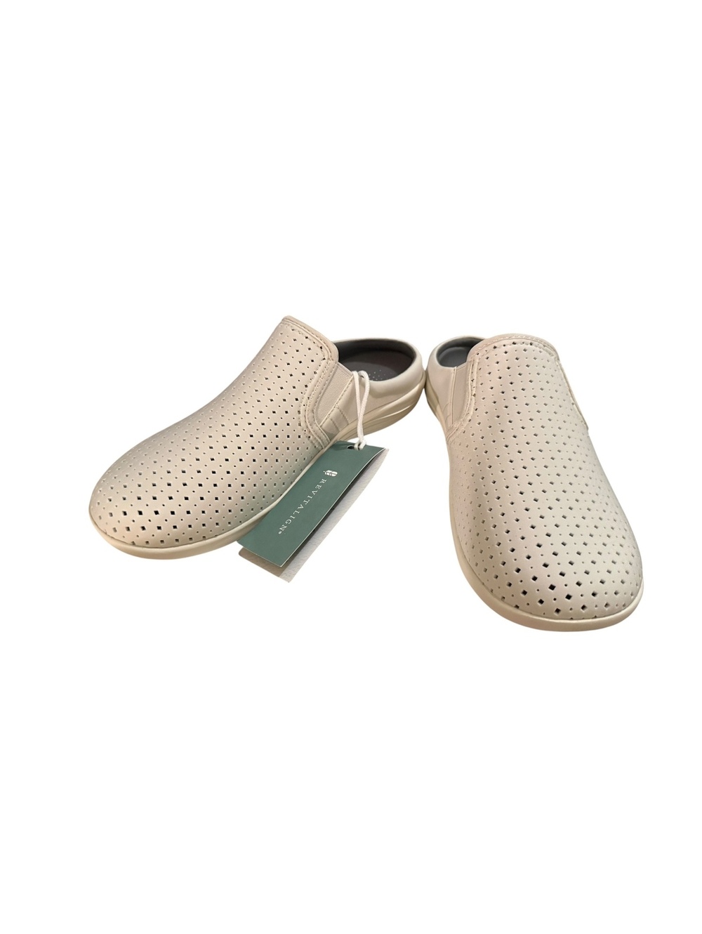 Revitalign Women's Slip-On Clogs Beige Perforated Comfort Shoes